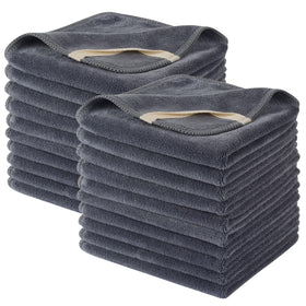 SINLAND Microfiber Facial Cloths grey 12x12 inch front view