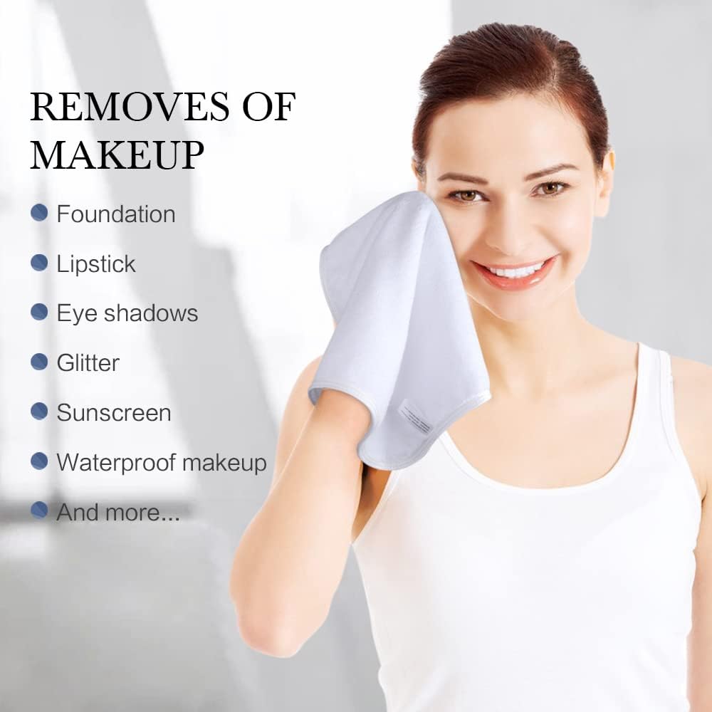 SINLAND Microfiber Facial Cloths in use for makeup removal