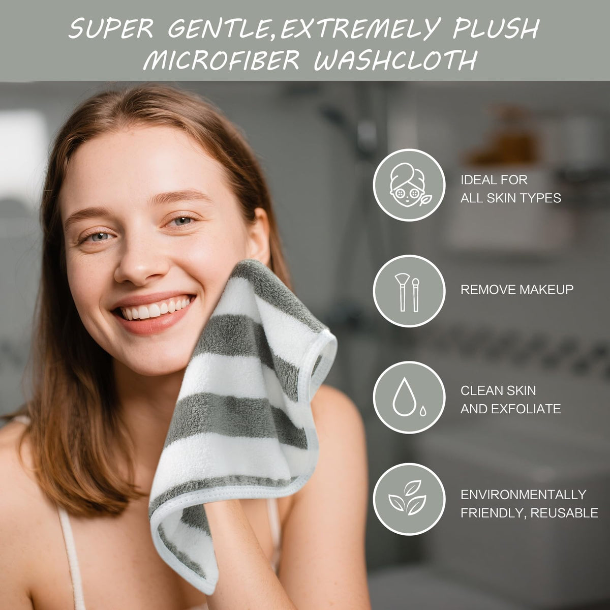 SINLAND Microfiber Facial Cloths in use for makeup removal