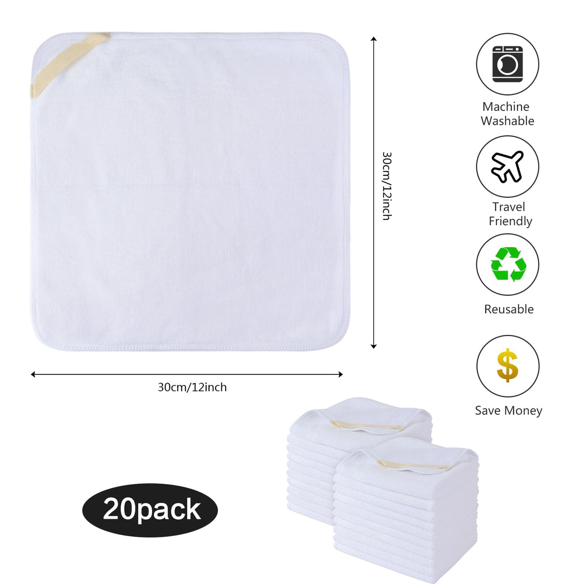 SINLAND Microfiber Facial Cloths showing reinforced edges