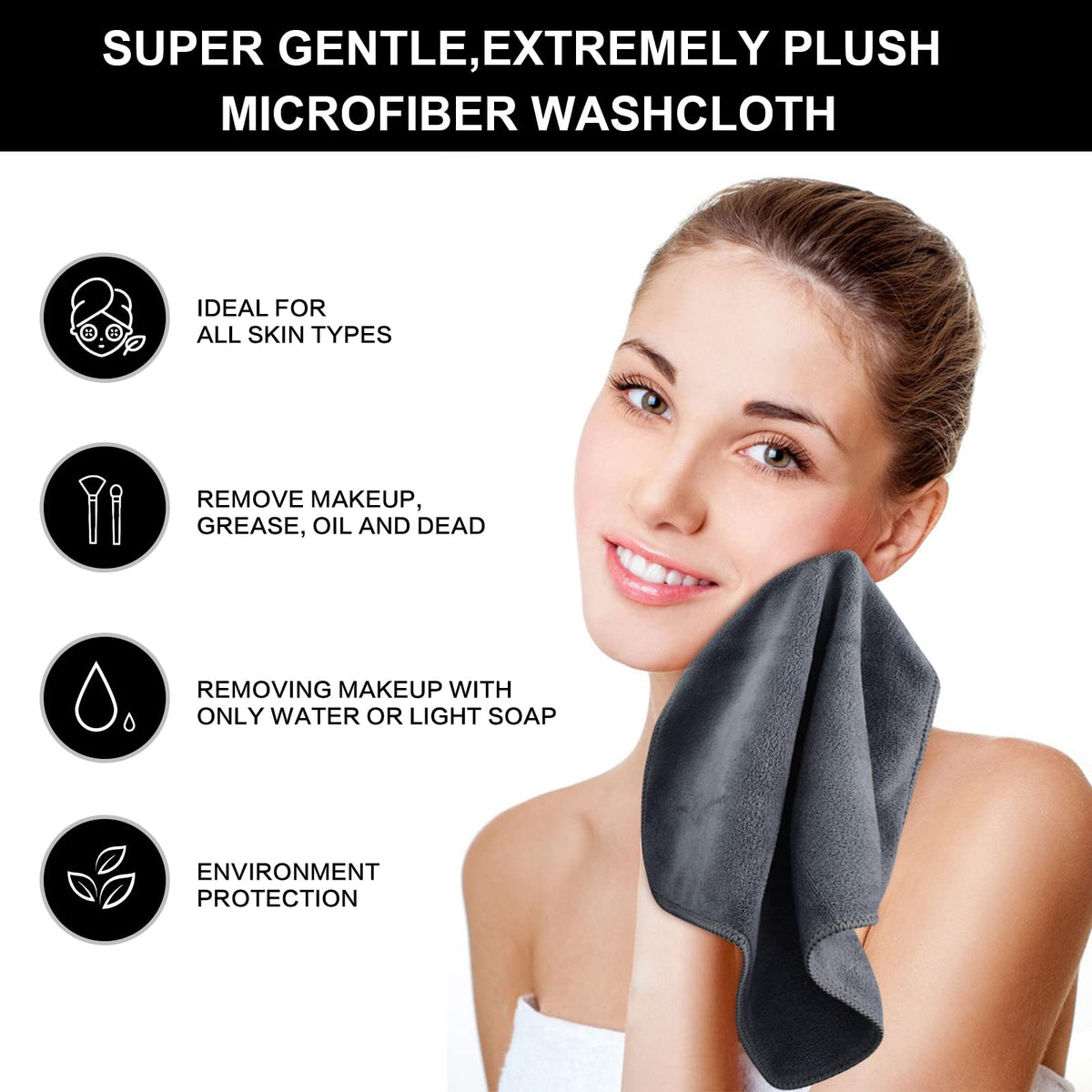 SINLAND Microfiber Facial Cloths stacked neatly