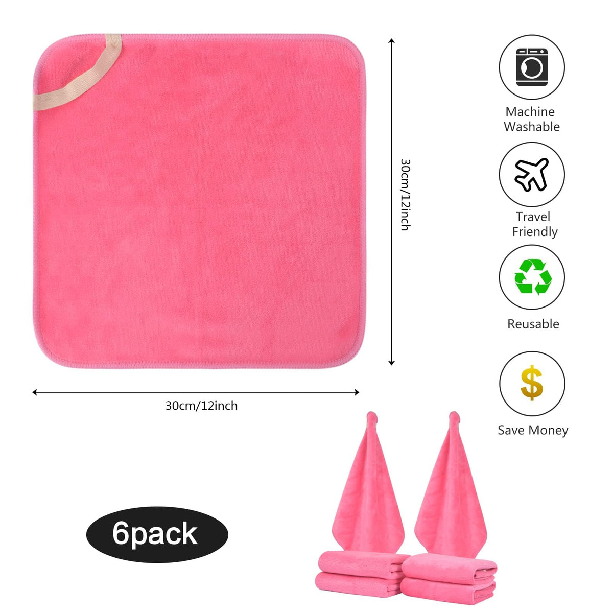 SINLAND Microfiber Facial Cloths stacked showing texture