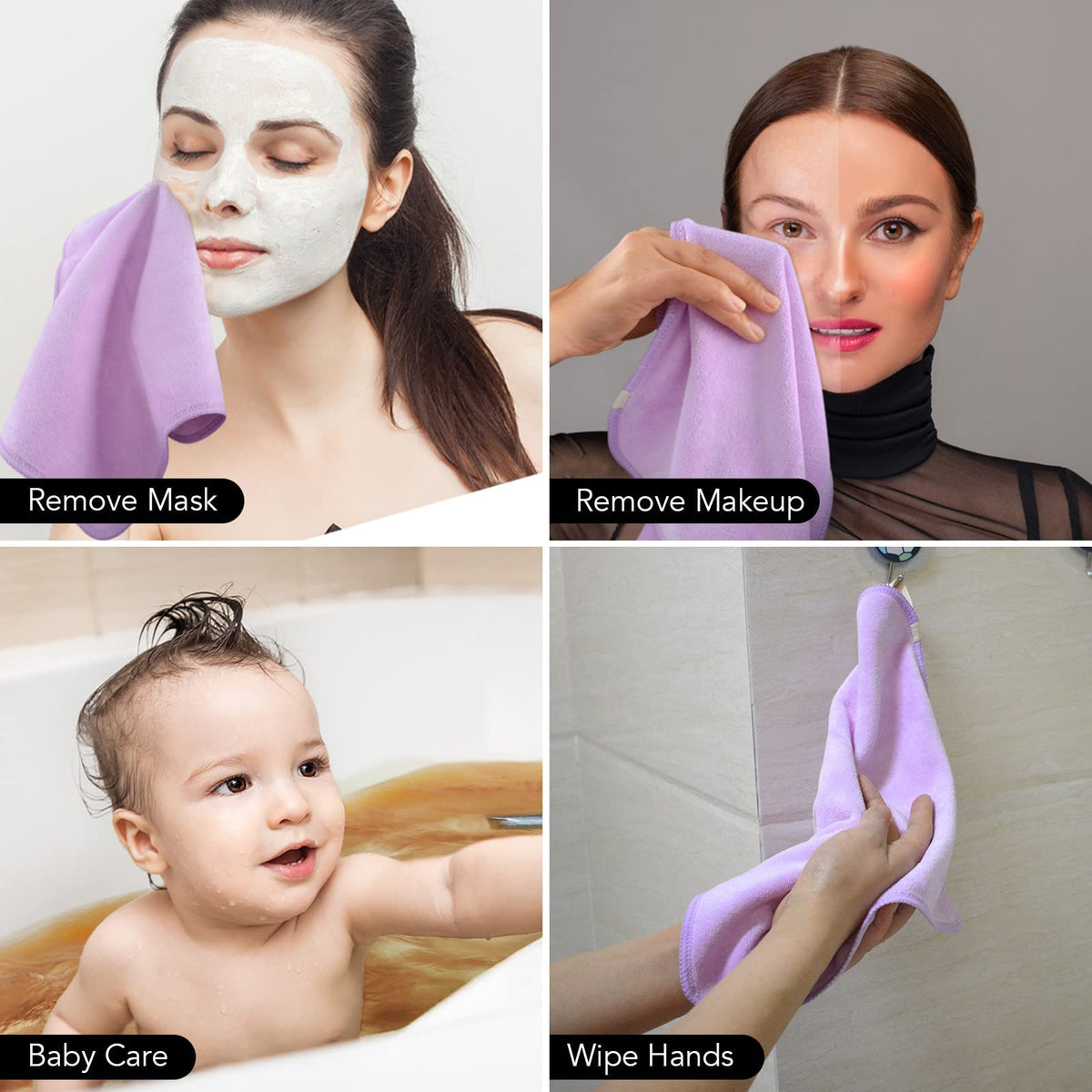 SINLAND Microfiber Facial Cloths with light soap for cleaning