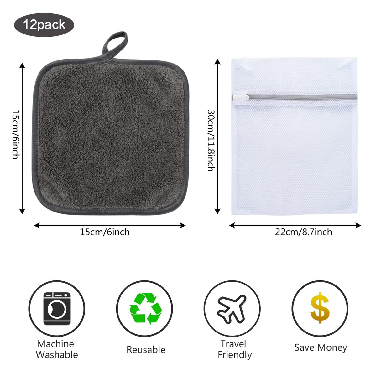 SINLAND reusable cloths being used to remove makeup