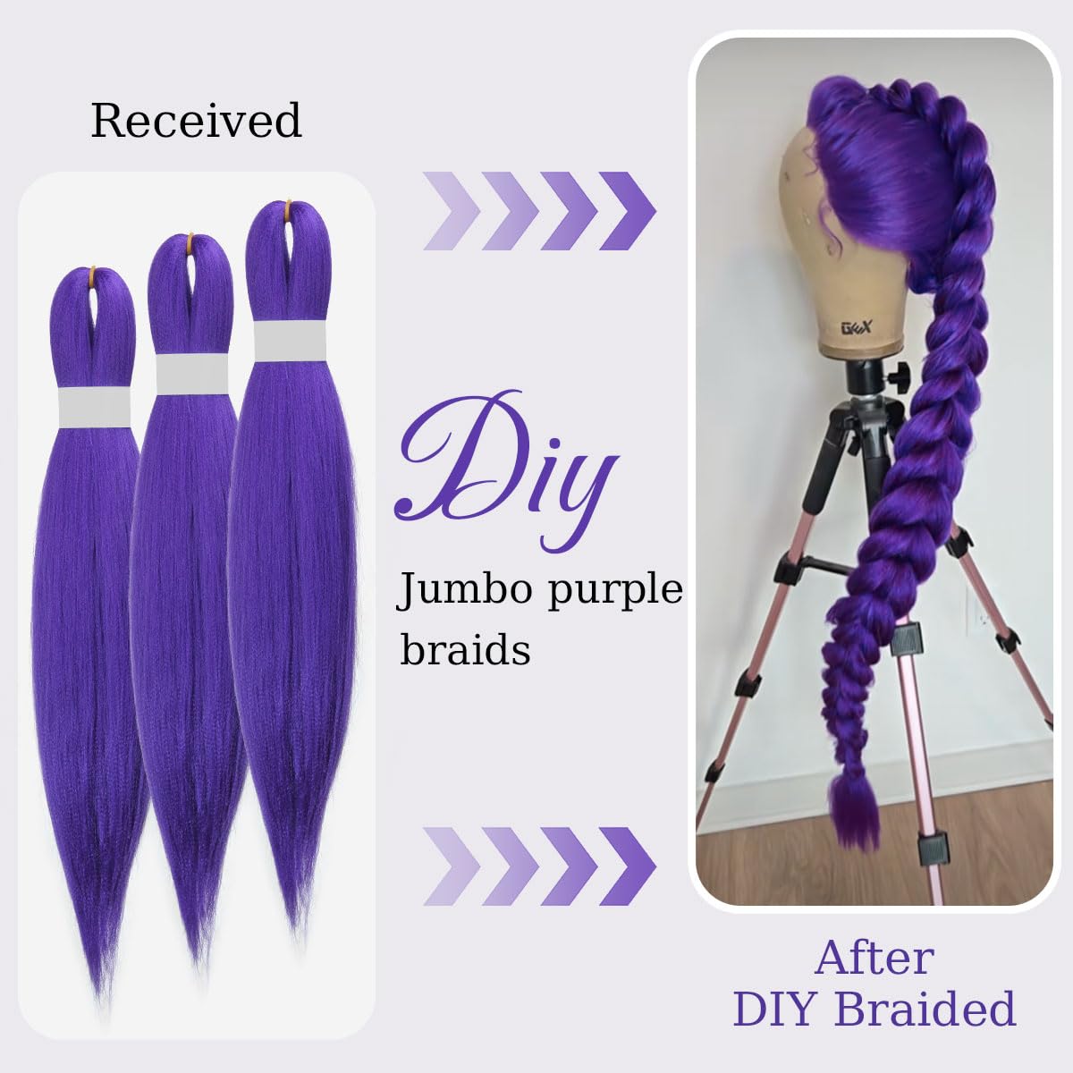 Siphis 26 Inch Dark Purple Braiding Hair Extensions folded length