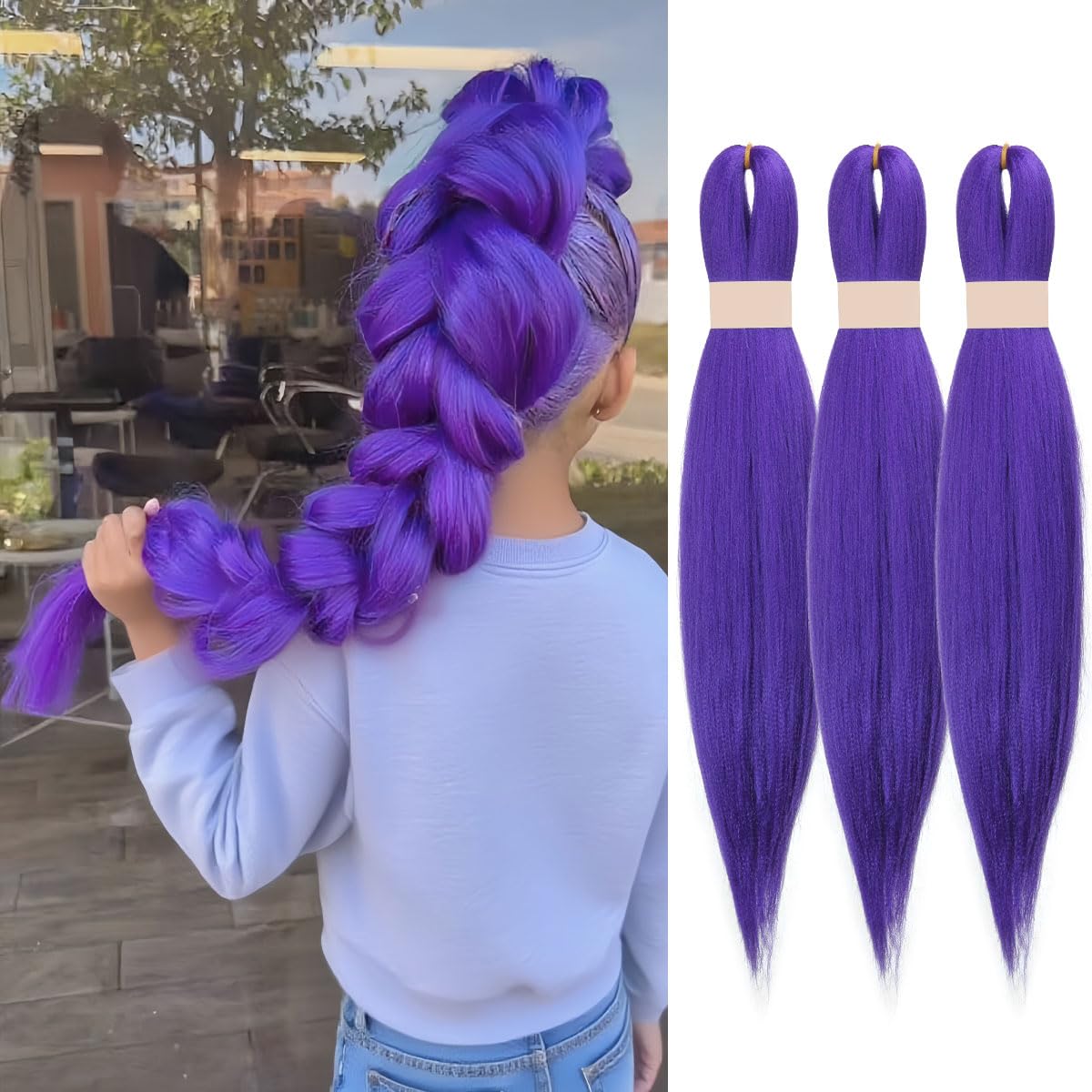 Siphis 26 Inch Dark Purple Braiding Hair Extensions front view