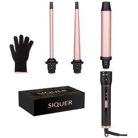 SIQUER 3 in 1 Curling Wand Set with three barrels and glove