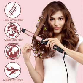 SIQUER curling wand set displayed on a vanity
