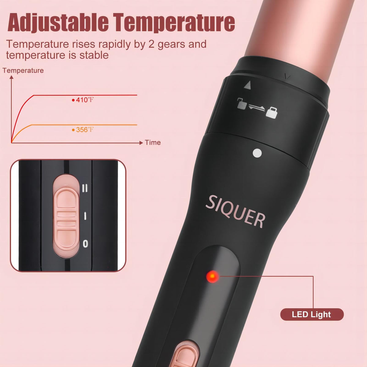 SIQUER curling wand with 1 1/4 inch large barrel