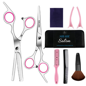 Sirabe 9 PCS Hair Cutting Scissors Kit with leather case