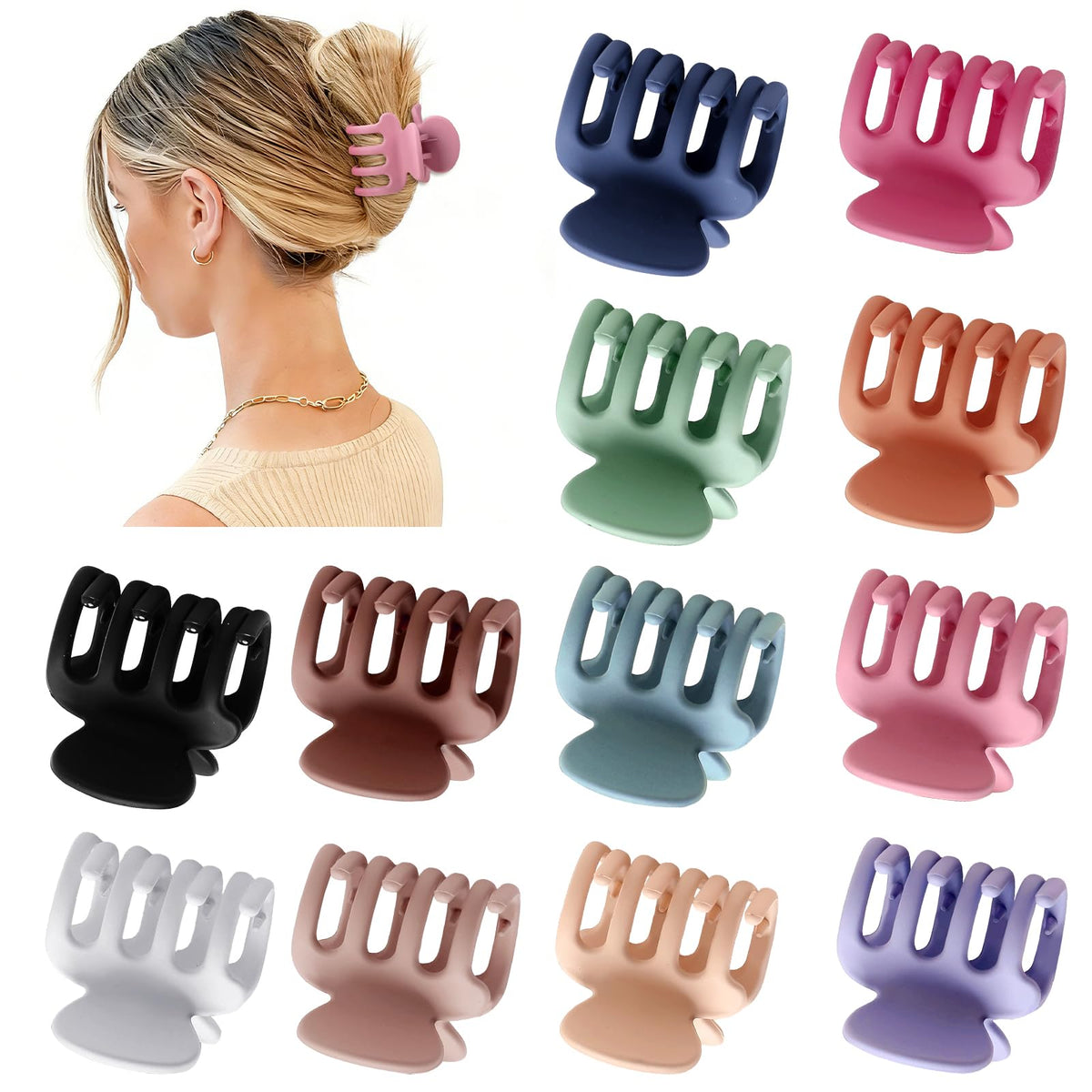 Sisiaipu 12Pcs Hair Clips close-up of clips in various colors