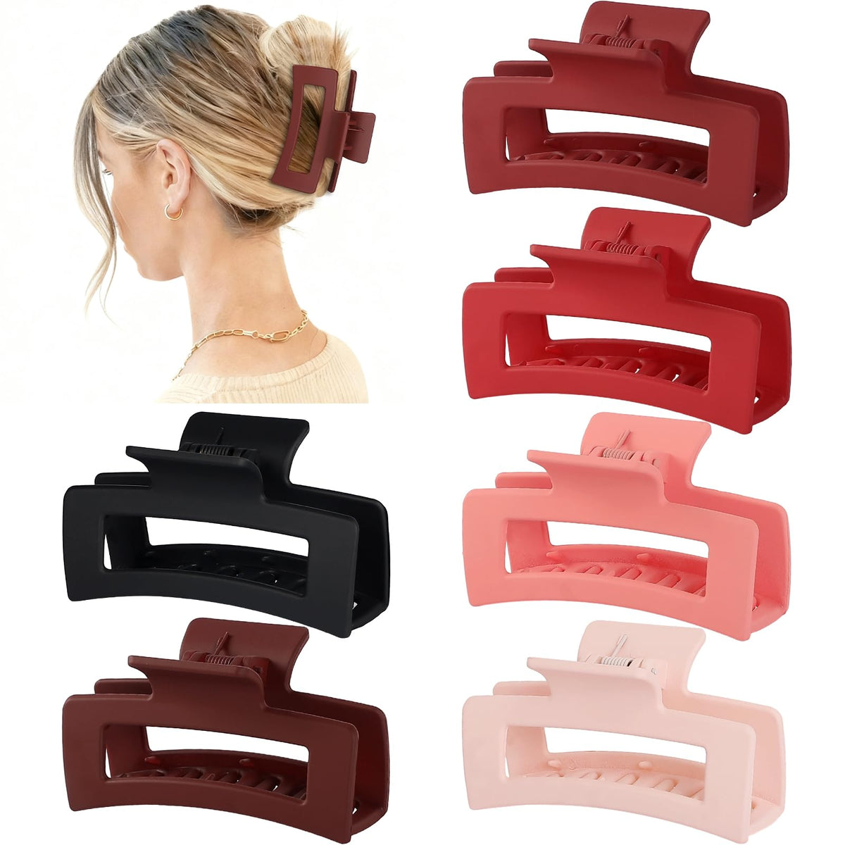 Sisiaipu 3.5 Inch Medium Hair Claw Clips arranged in a pack