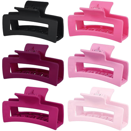 Sisiaipu 3.5 Inch Medium Hair Claw Clips in pink and purple pack