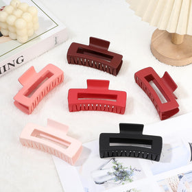 Sisiaipu 4 Inch Big Hair Claw Clips in Pinkish Red, close-up