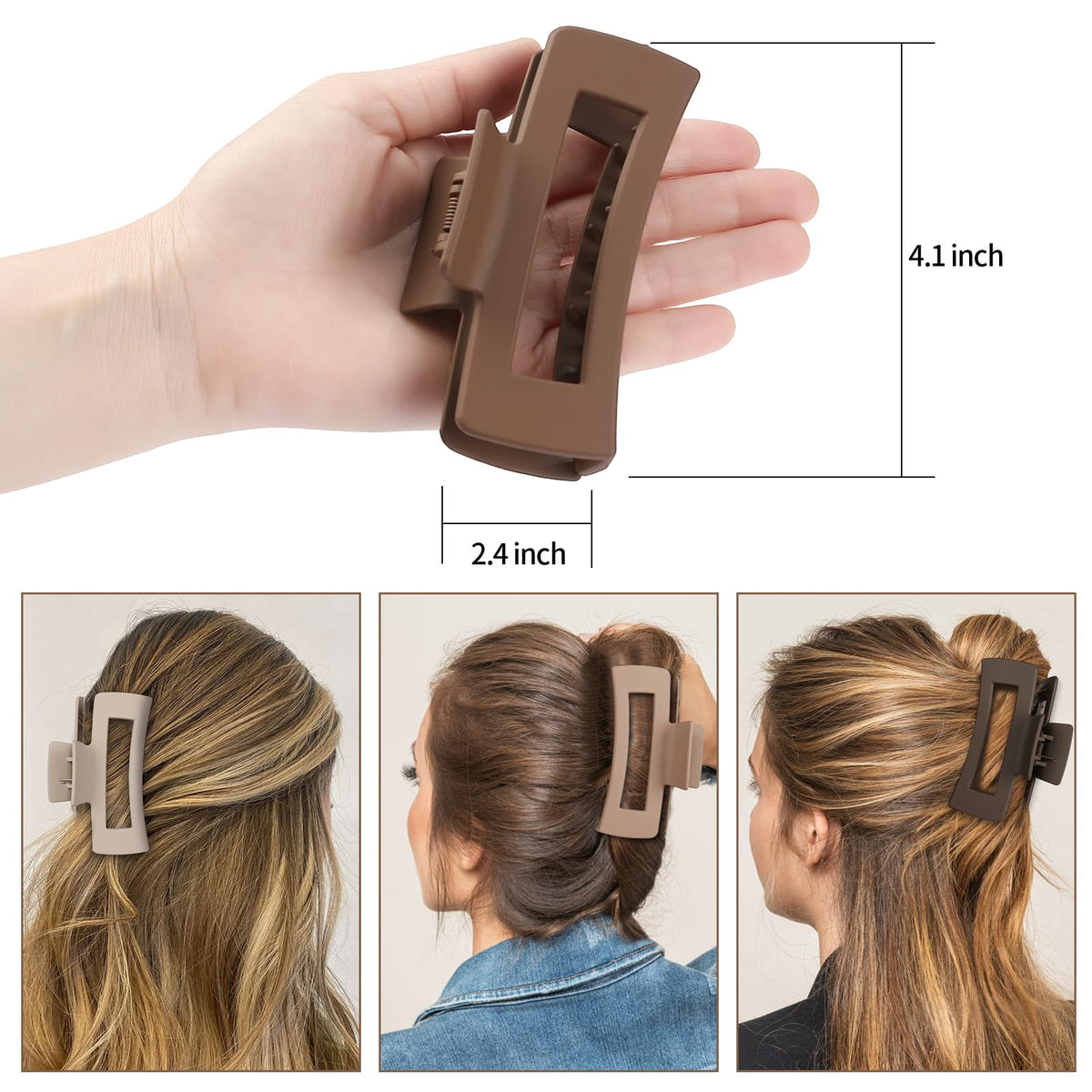 Sisiaipu 4 Inch Large Hair Claw Clip in Dark Brown