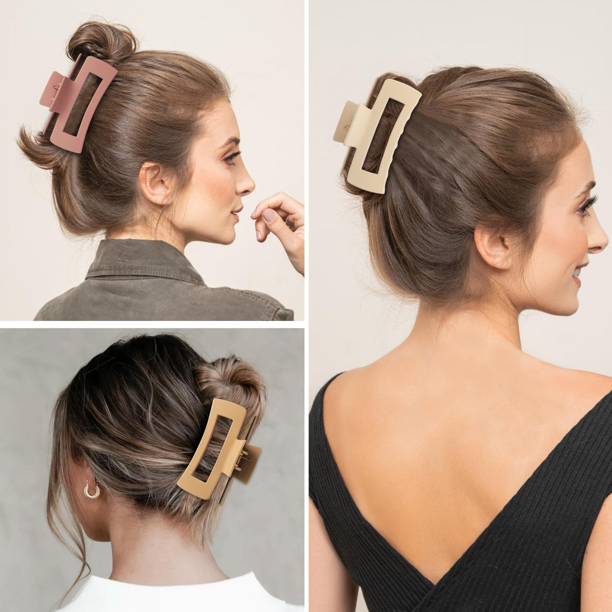 Sisiaipu 4 Inch Large Hair Claw Clip in use while doing makeup