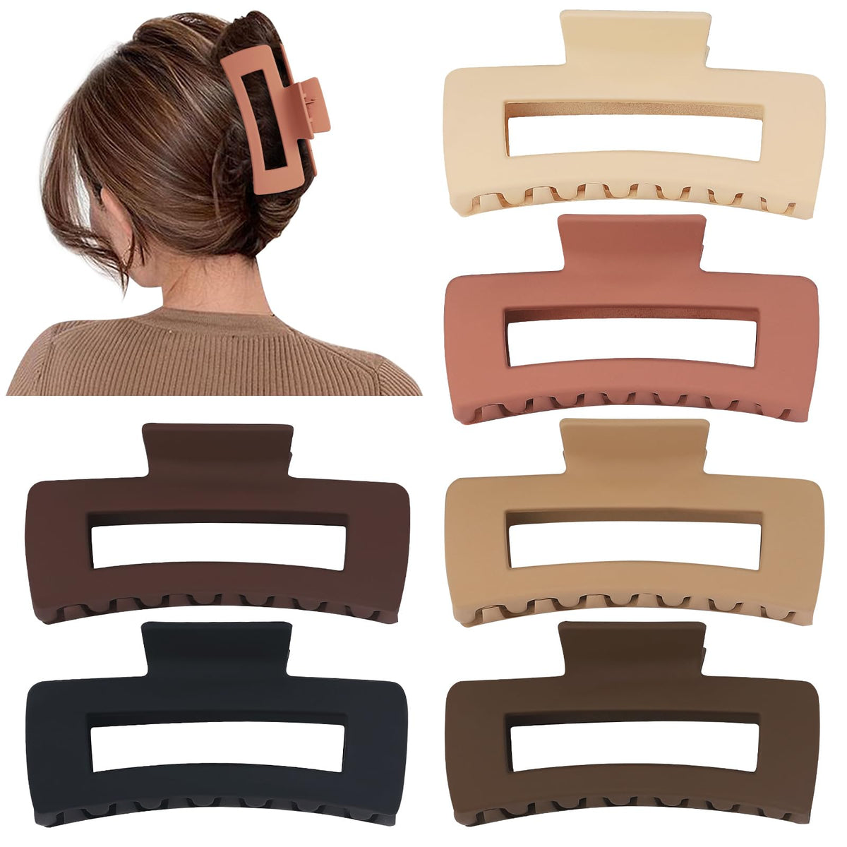 Sisiaipu 4 Inch Large Hair Claw Clips in assorted colours