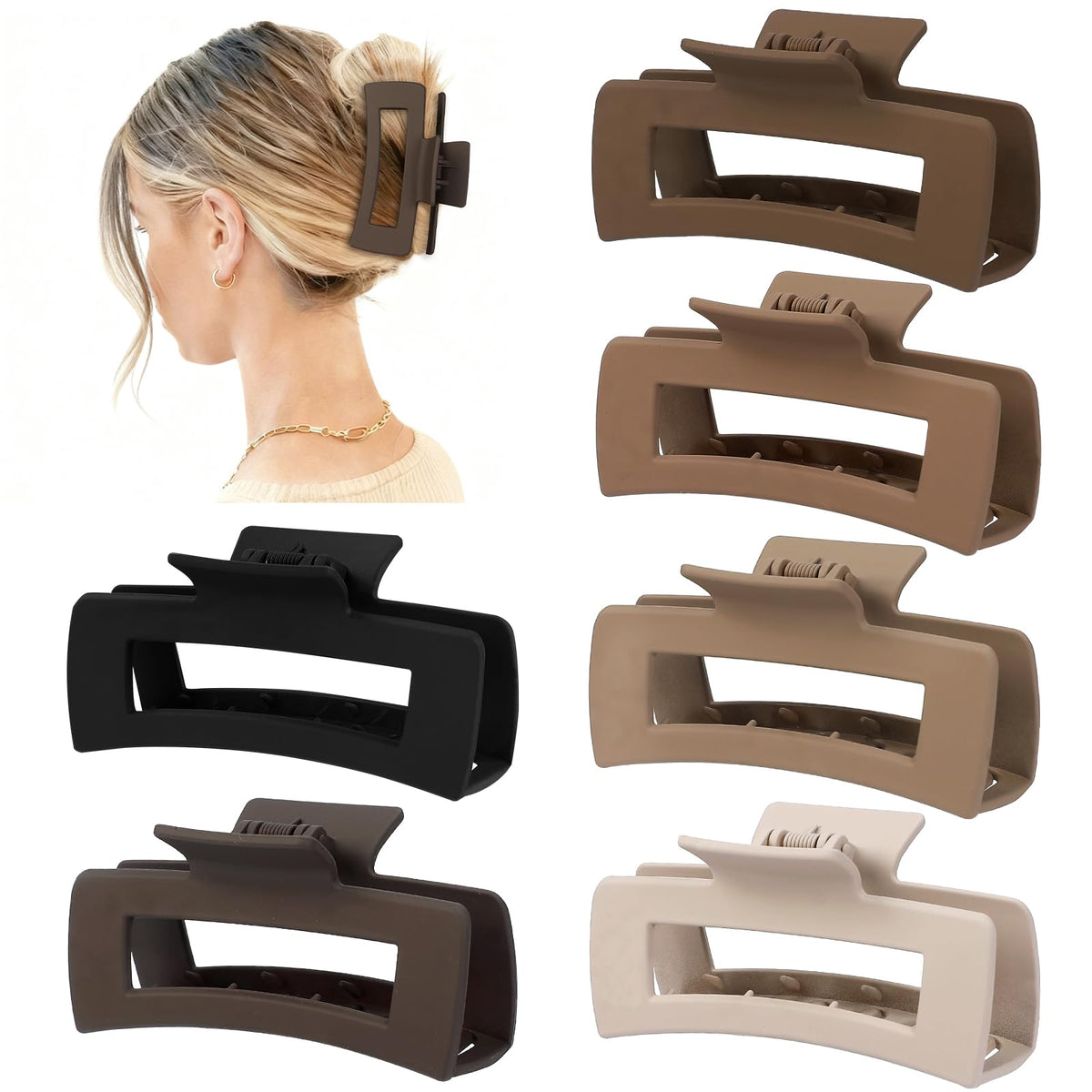 Sisiaipu 4 Inch Large Hair Claw Clips in use holding hair