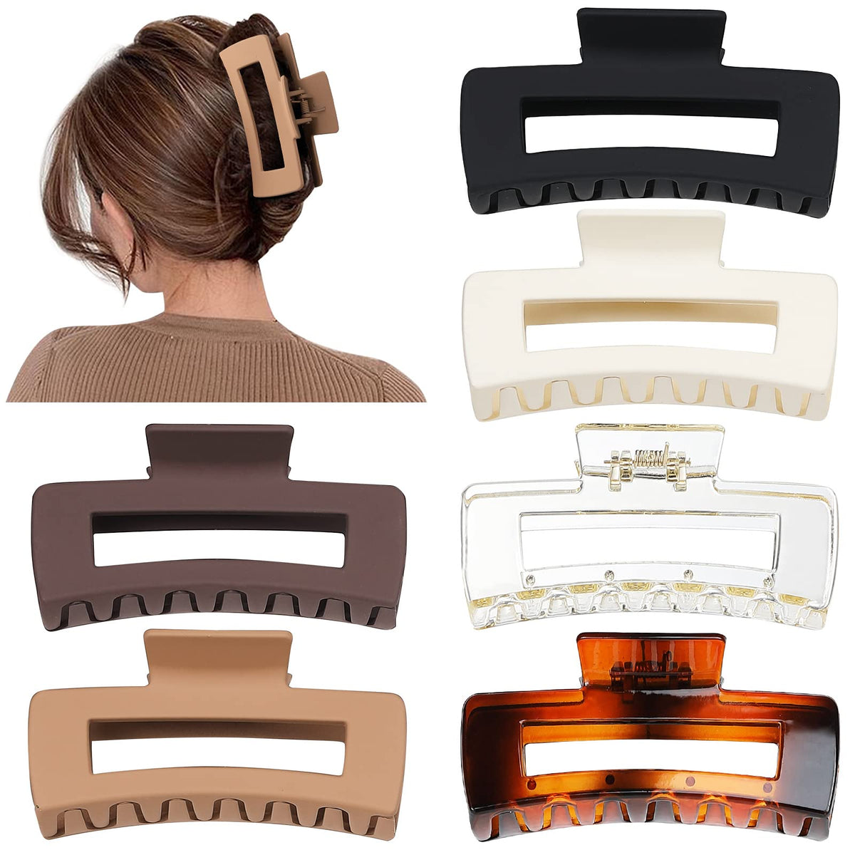 Sisiaipu 4 Inch Large Hair Claw Clips in various colors