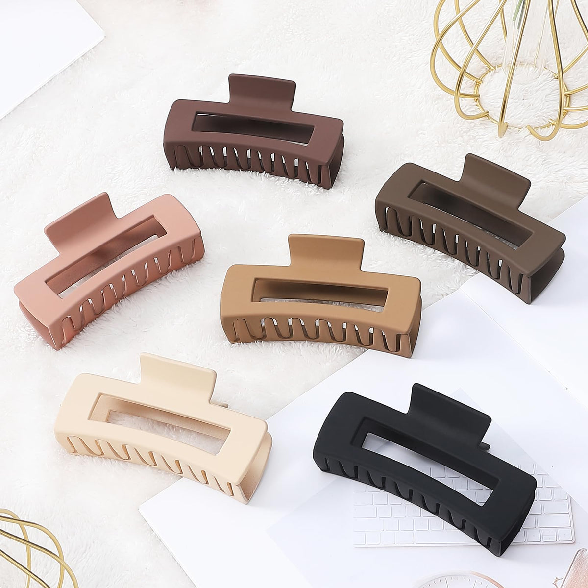 Sisiaipu 4 Inch Large Hair Claw Clips set of 6 in packaging