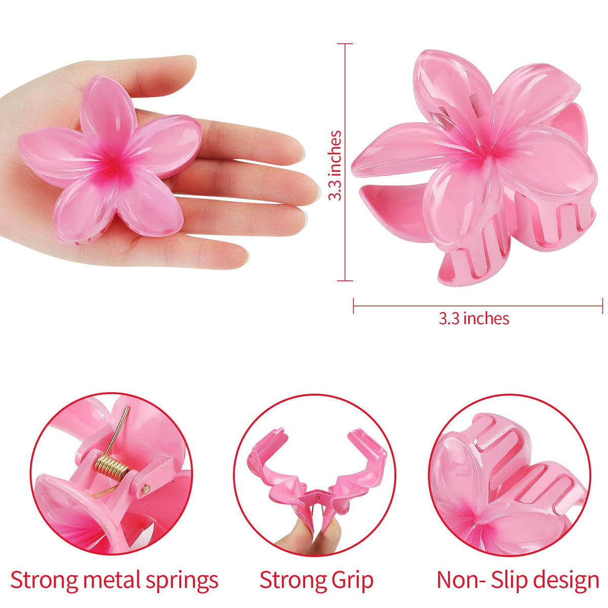 Sisiaipu Flower Hair Clip in Pink on a model's hair