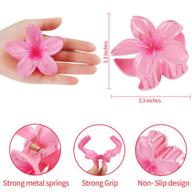 Sisiaipu Flower Hair Clip in Pink on a model's hair