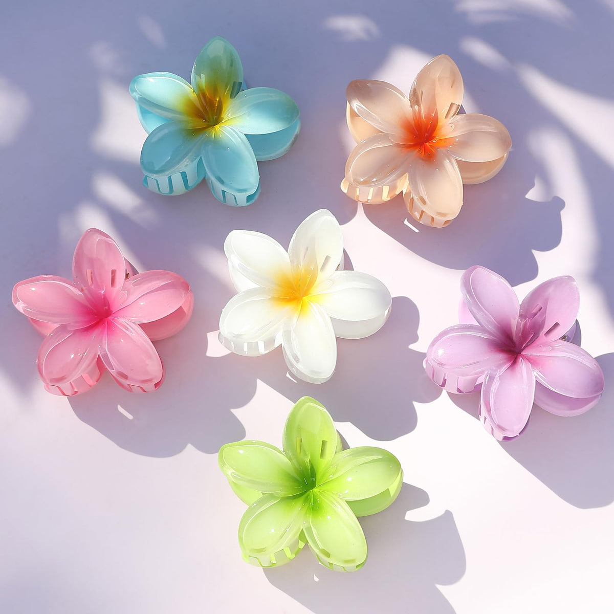 Sisiaipu Flower Hair Clip in Purple holding hair back