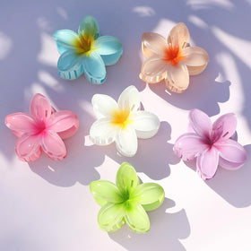 Sisiaipu Flower Hair Clip in Purple holding hair back