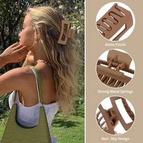 Sisiaipu hair claw clip holding hair back while applying makeup