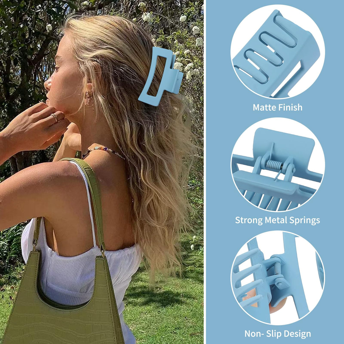 Sisiaipu hair claw clip in Lake Blue with hair styled