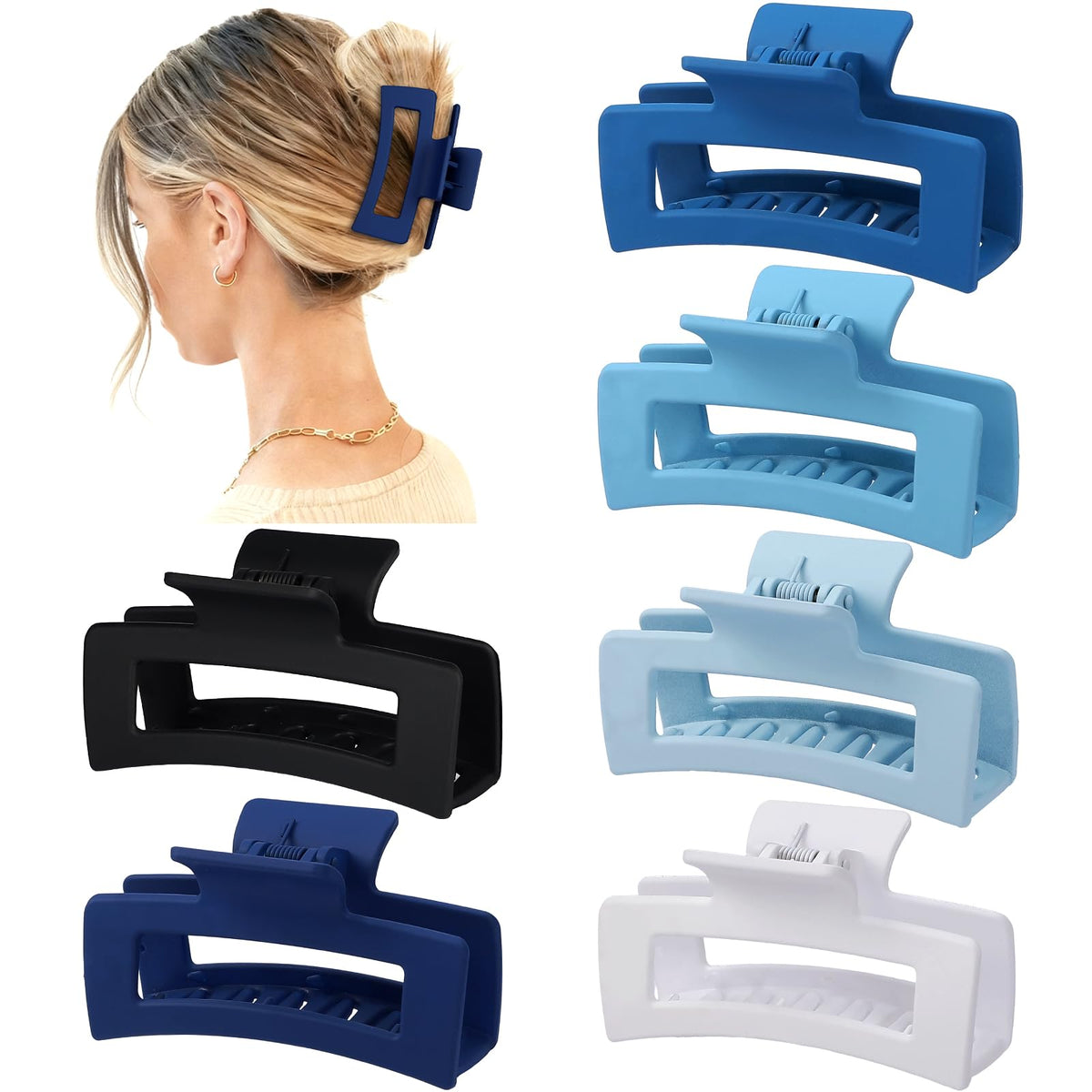 Sisiaipu hair claw clips in Klein colour on a table