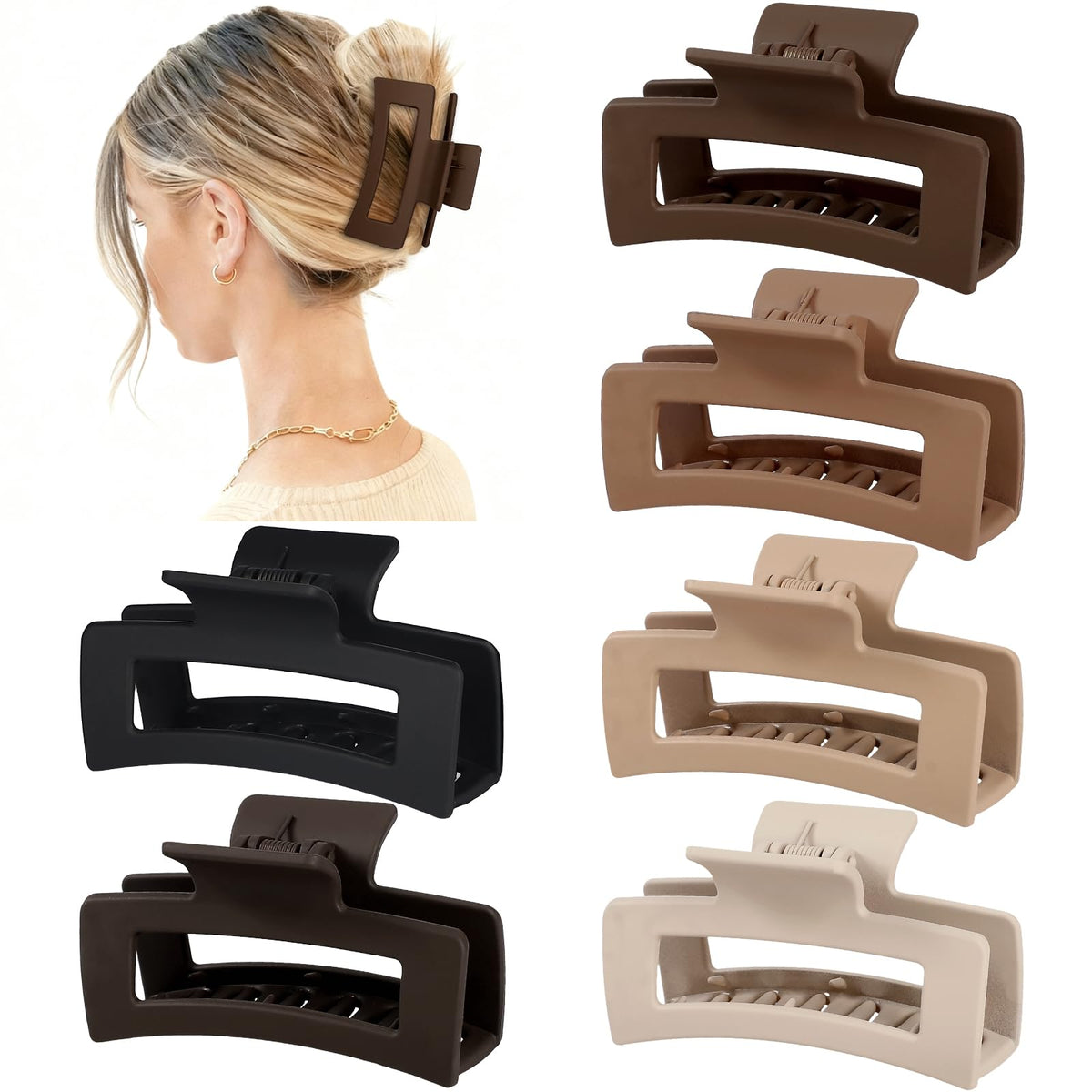 Sisiaipu hair claw clips in various colours on a white background