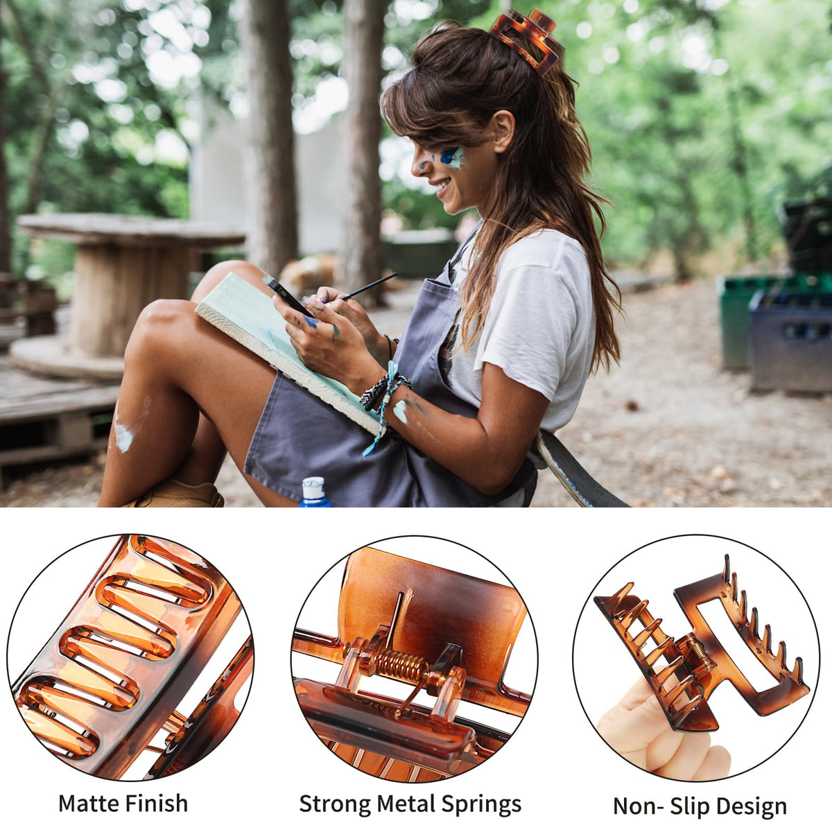 Sisiaipu hair clip in black, showing strong metal springs
