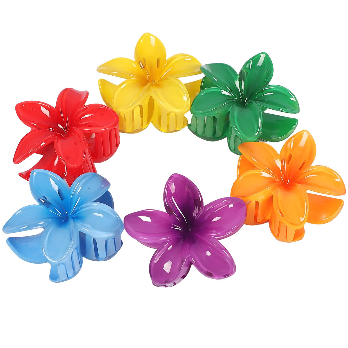 Sisiaipu Hawaiian flower hair clips blue, close-up