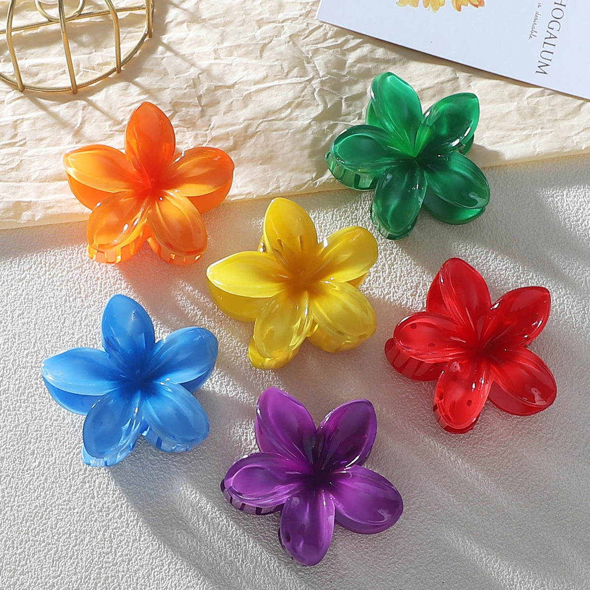 Sisiaipu Hawaiian flower hair clips green, side view