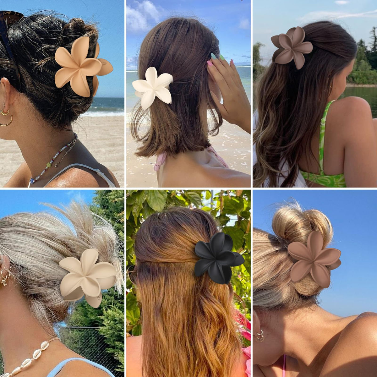 Sisiaipu Hawaiian Plumeria flower claw clip in coffee lifestyle scene