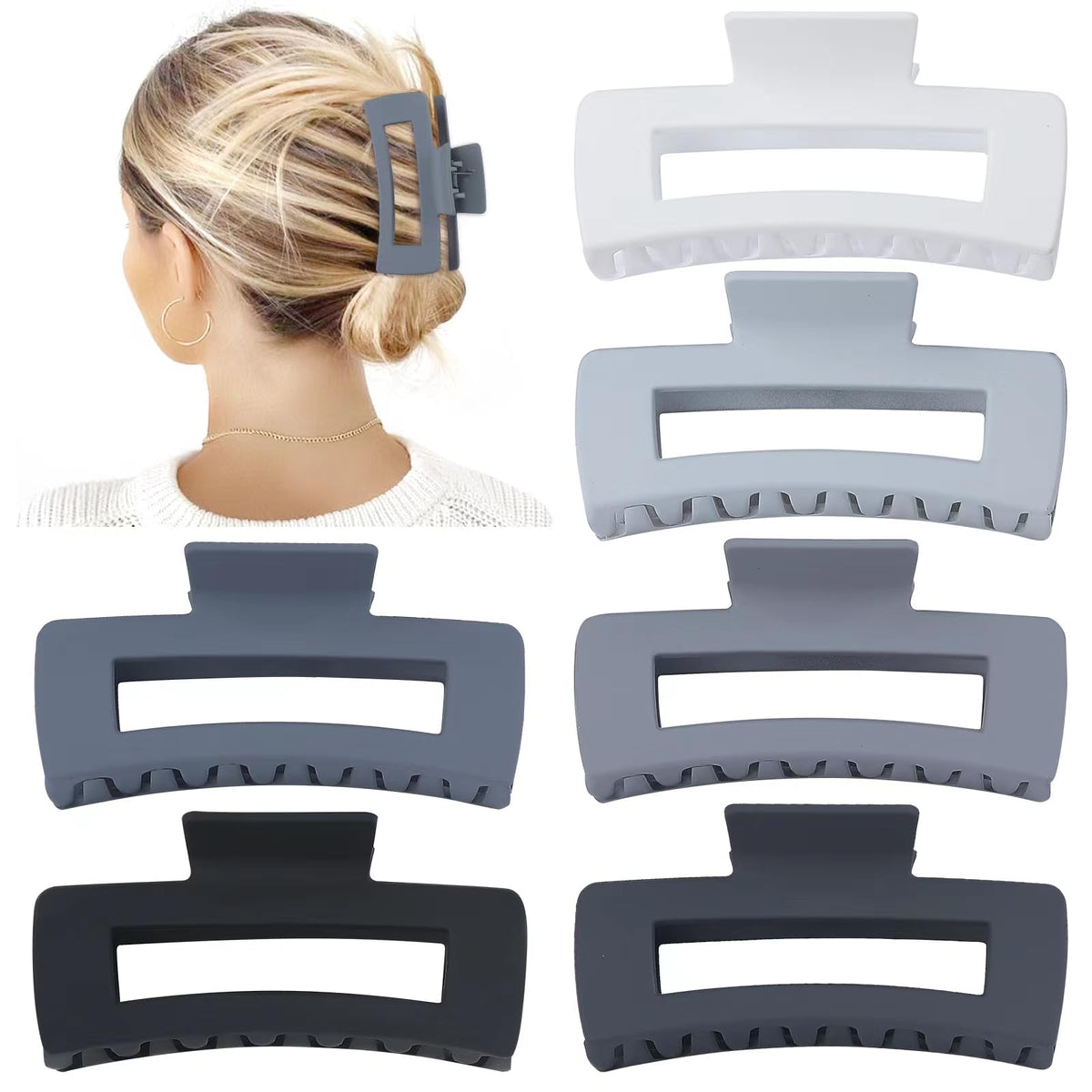 Sisiaipu large hair claw clip side view in grey