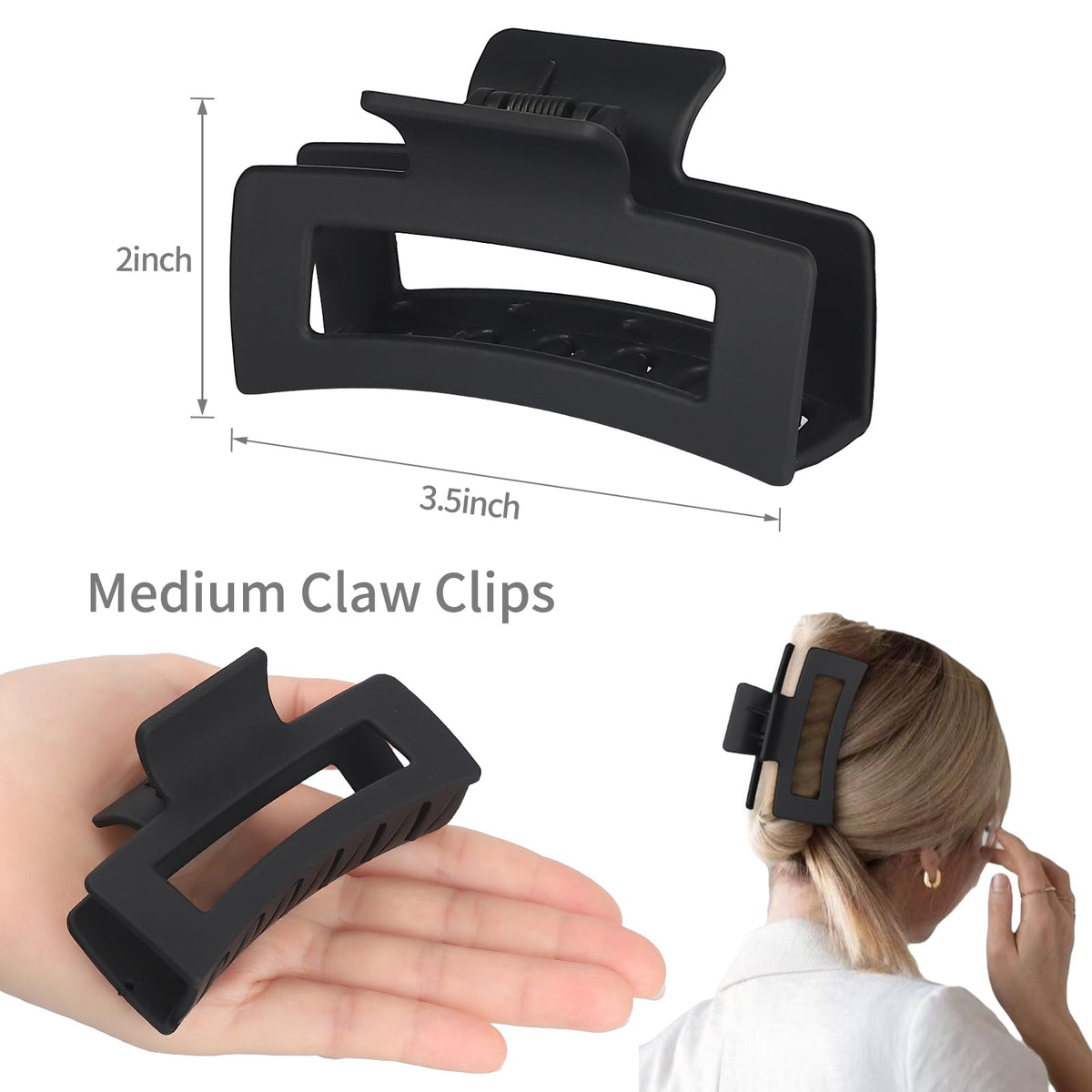 Sisiaipu medium claw clip, side view showing non-slip design