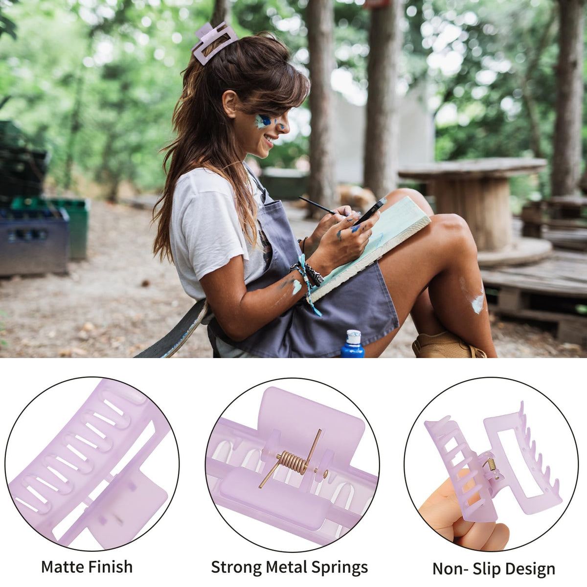 Sisiaipu medium hair claw clip in pink, showcasing its size