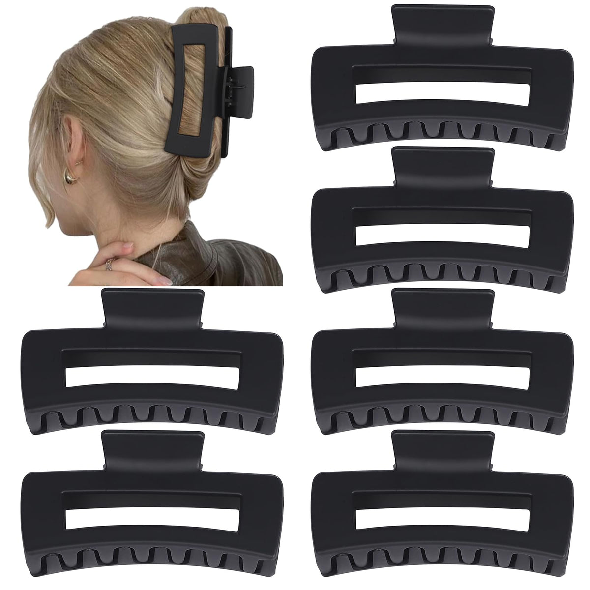 Sisiaipu rectangular hair claw clip holding thick hair securely
