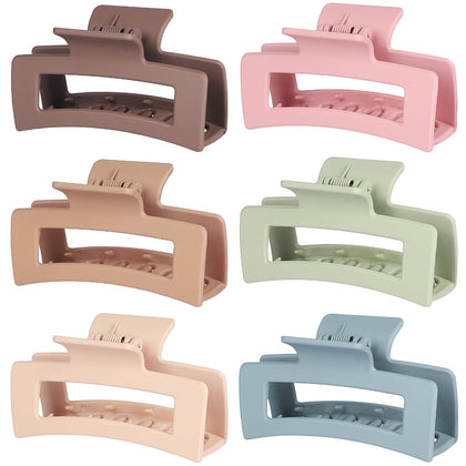 Sisiaipu Square Hair Clips 6 pack in assorted colours including Dark Brown, Light Brown, Beige, Pink, Green, and Blue