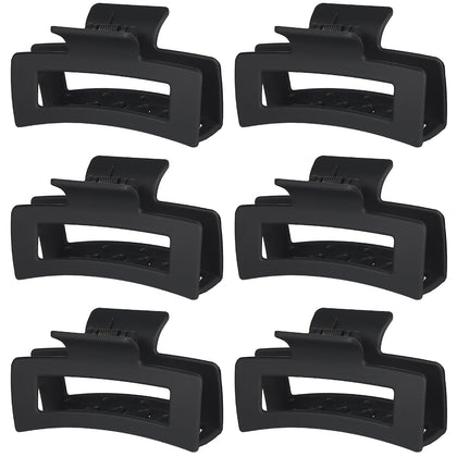 Sisiaipu Square Hair Clips 6 pack in black, front view