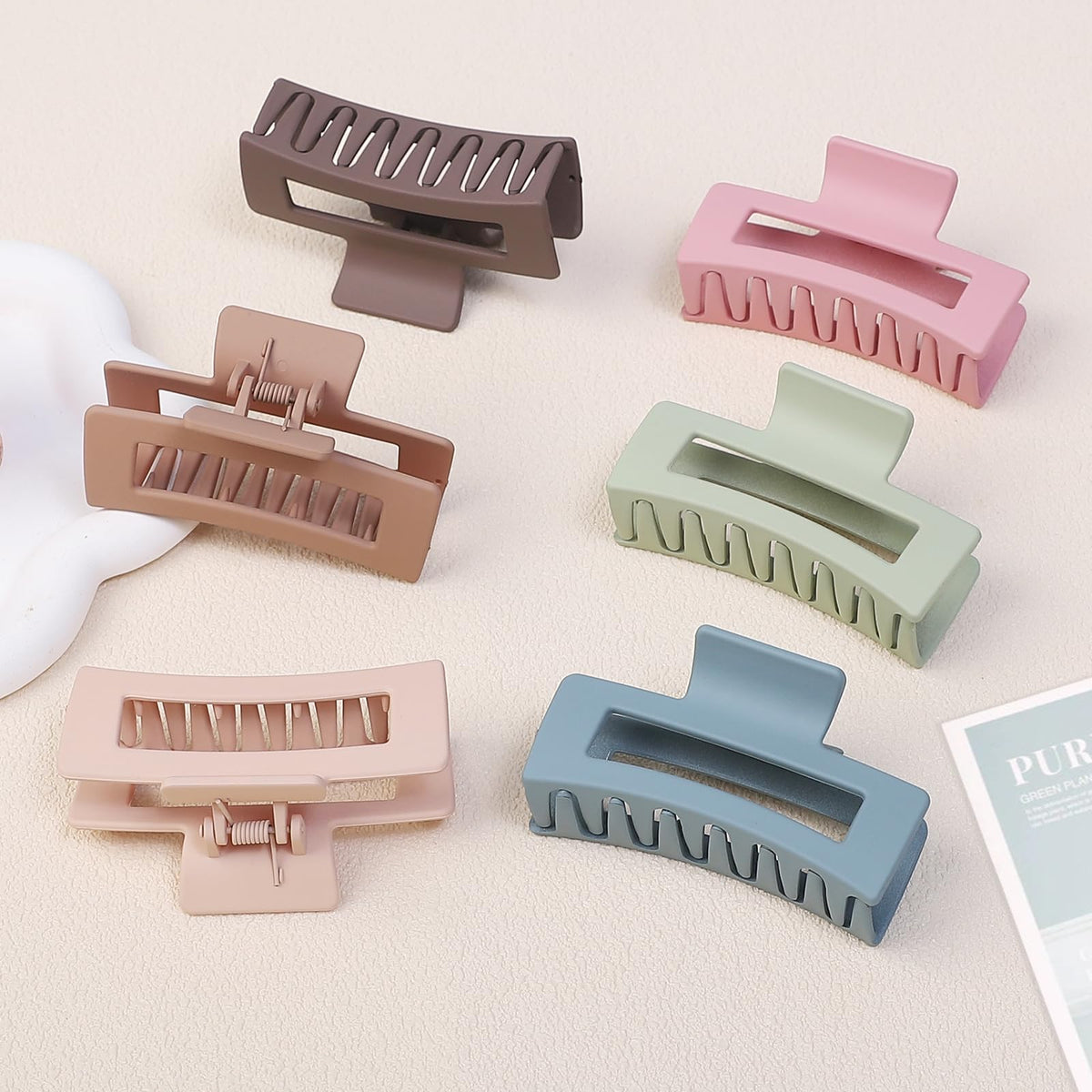 Sisiaipu Square Hair Clips displayed in a row highlighting their vibrant colours