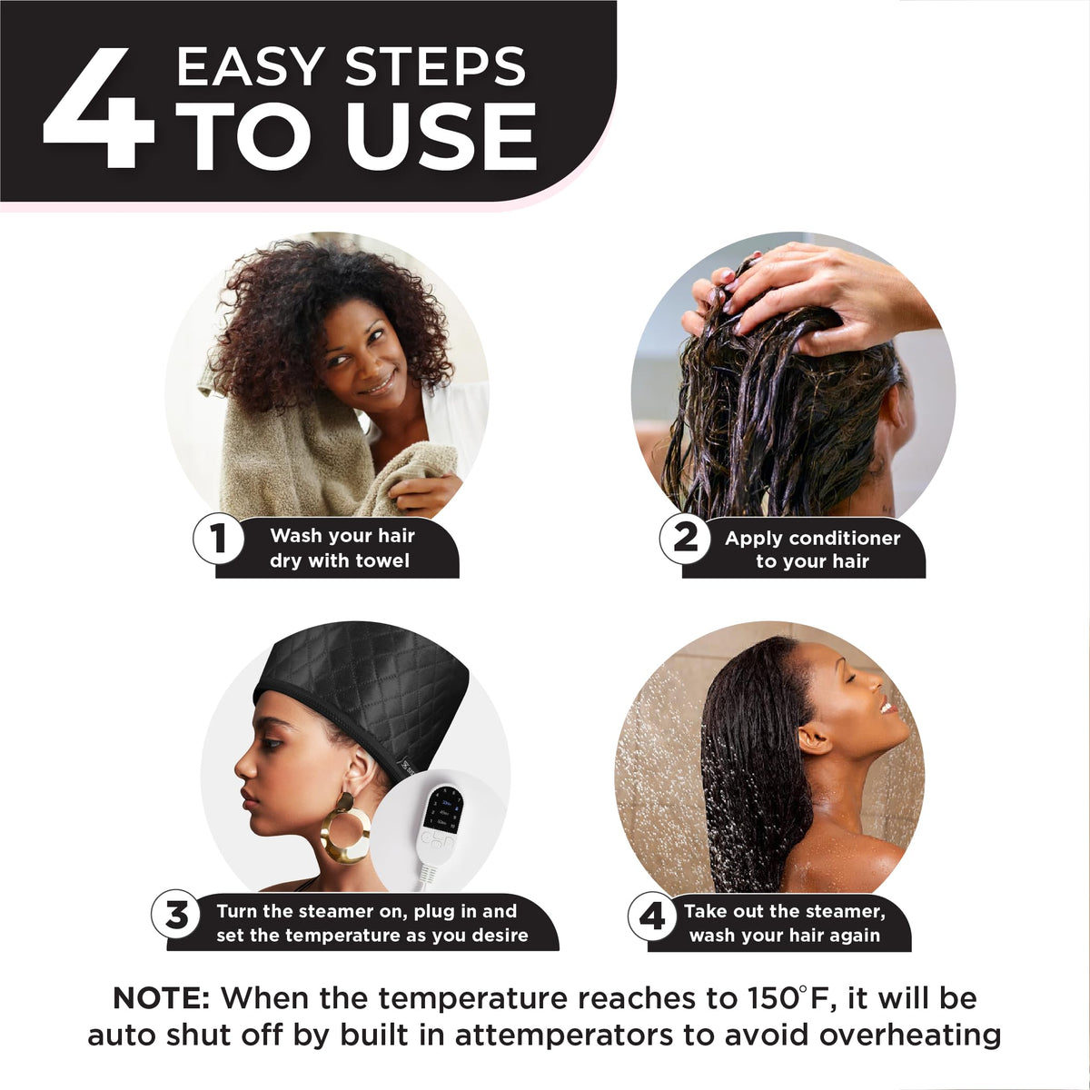SISWOW Hair Steamer Cap demonstrating deep conditioning