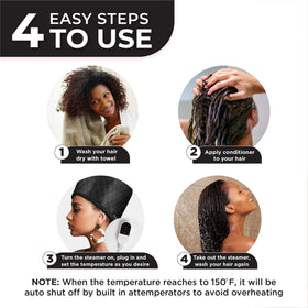 SISWOW Hair Steamer Cap demonstrating deep conditioning