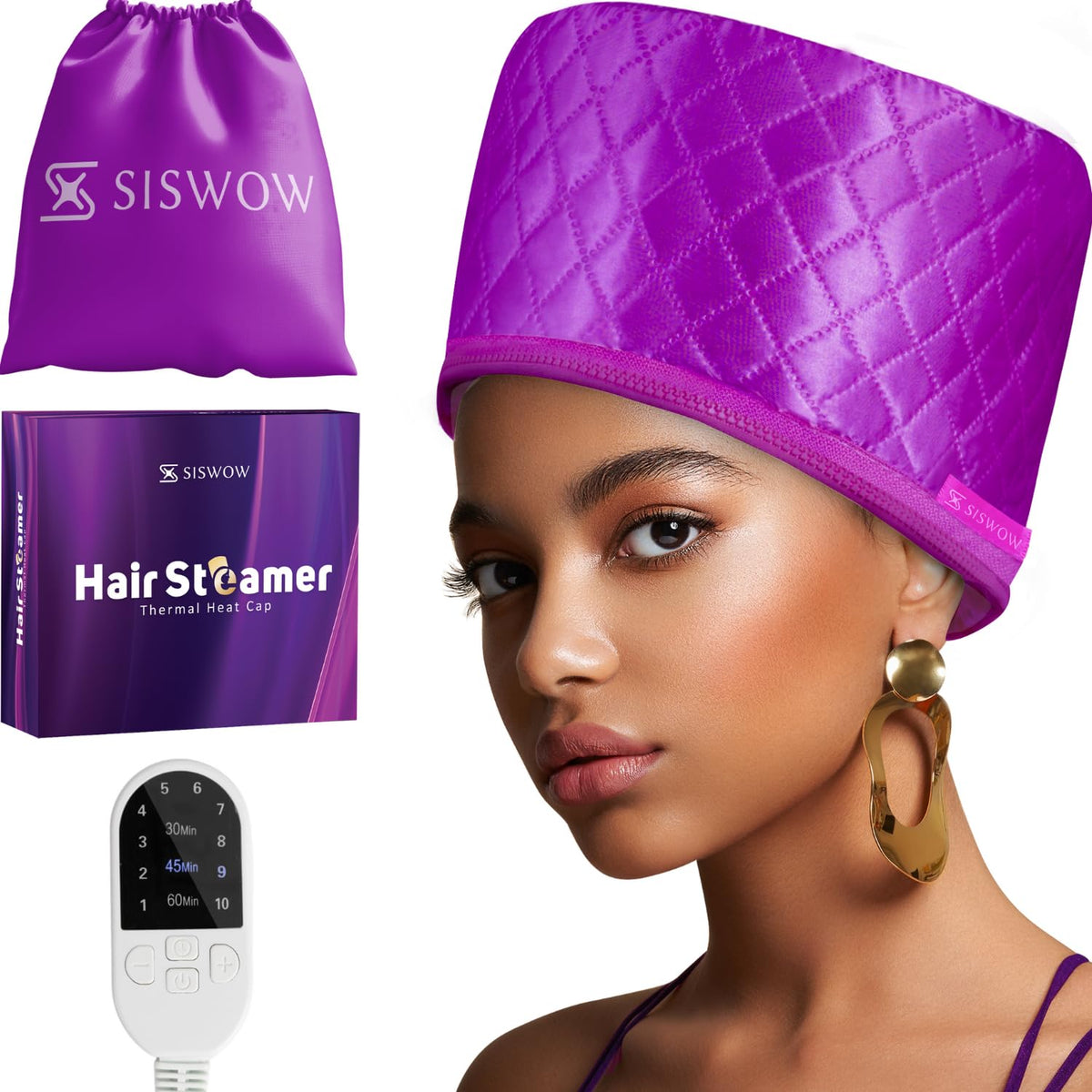 SISWOW Hair Steamer Cap in purple front view