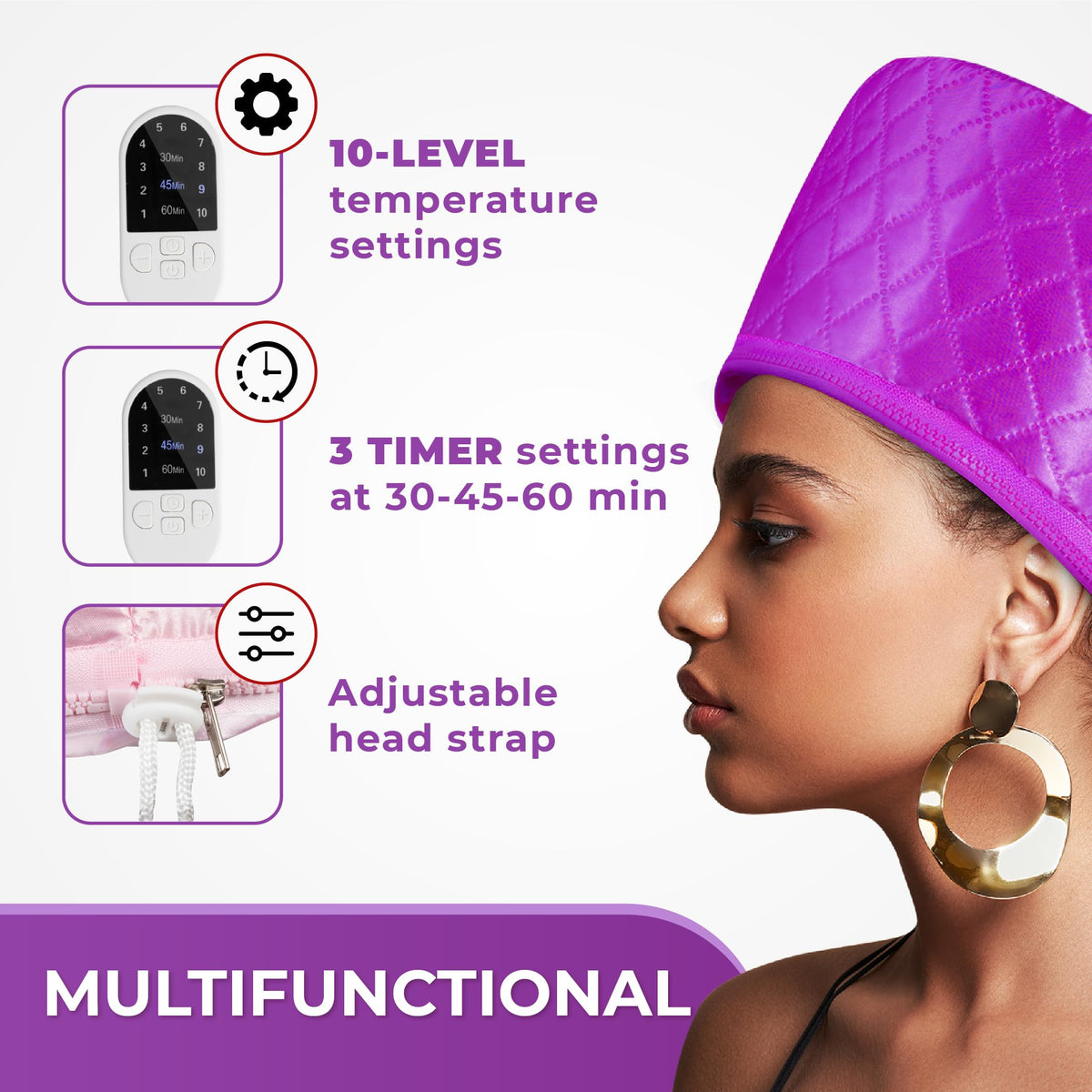 SISWOW Hair Steamer Cap with timer settings displayed