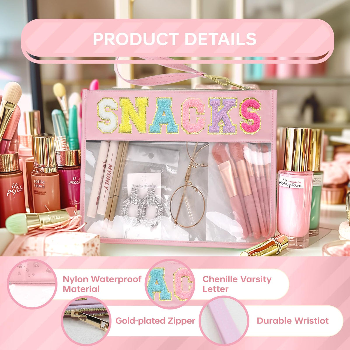 Siwara waterproof pouch with cosmetics inside