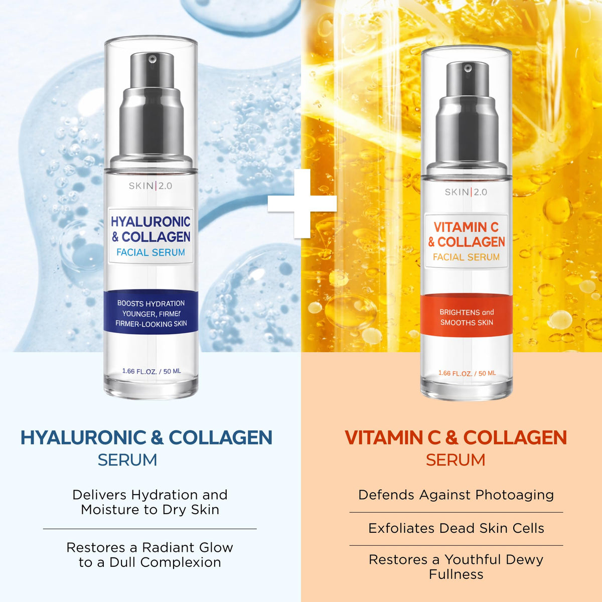 Skin 2.0 Hyaluronic & Collagen serum application on skin