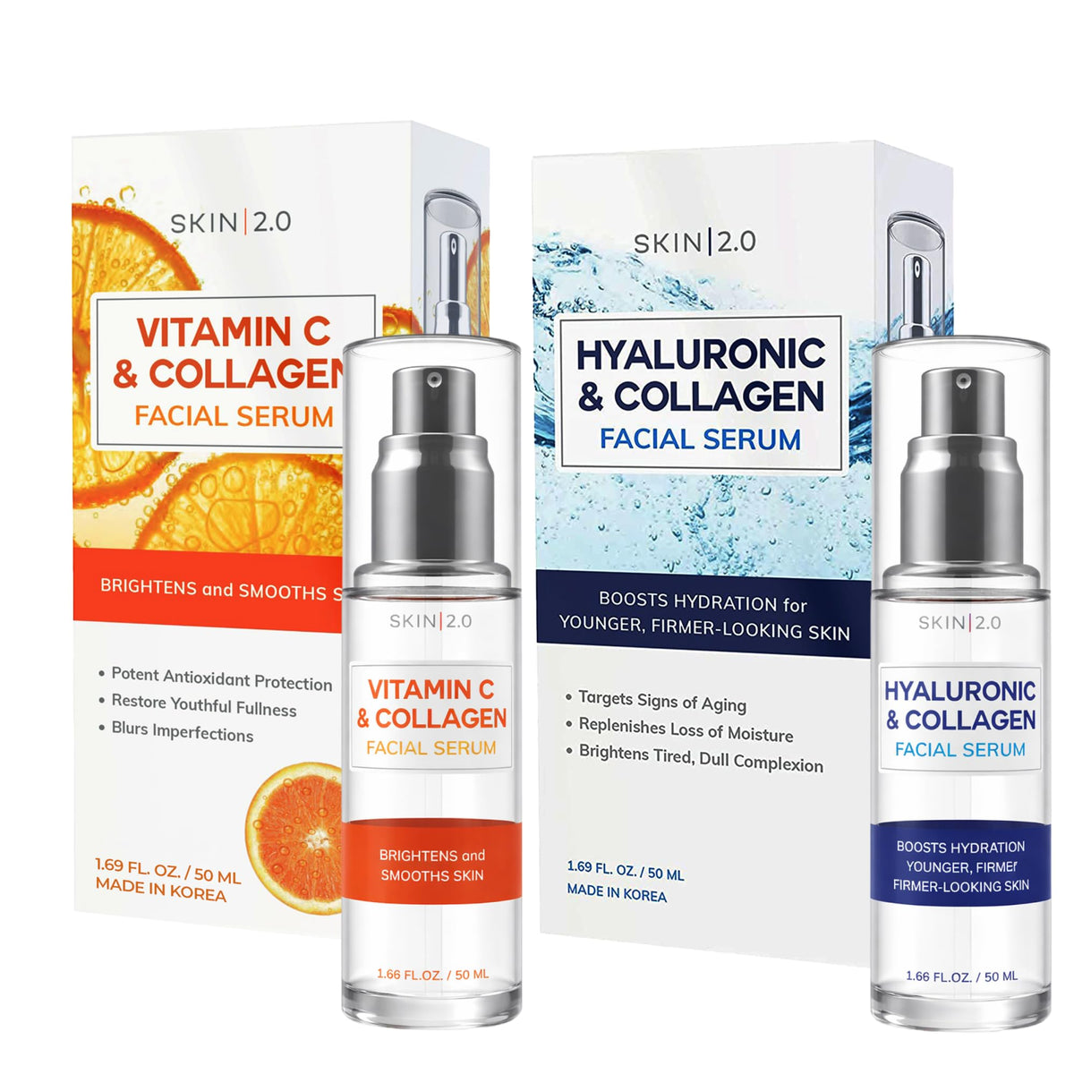 Skin 2.0 Hyaluronic & Collagen + Vitamin C Face Serum Set front view